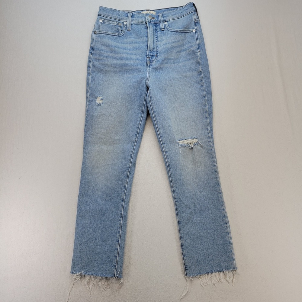 Madewell The Perfect Vintage Jean Womens‎ 25P Blue Distressed Raw Hem Denim
